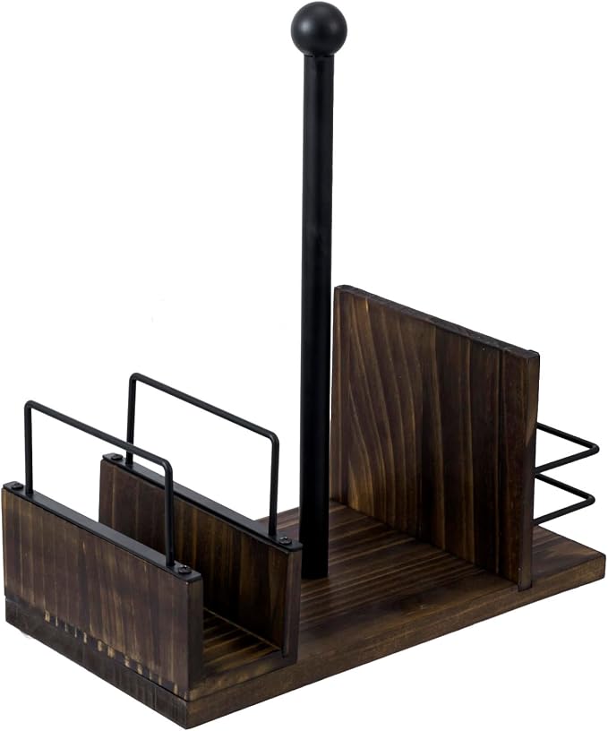MyGift Rustic Burnt Solid Wood and Industrial Matte Black Metal Dining - Image 5