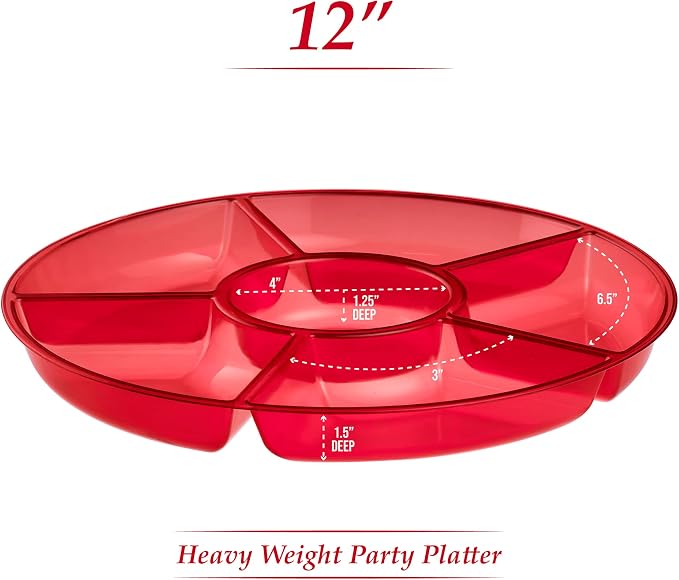 Plasticpro 6 Sectional Round Plastic Serving Tray/Platter - Image 6