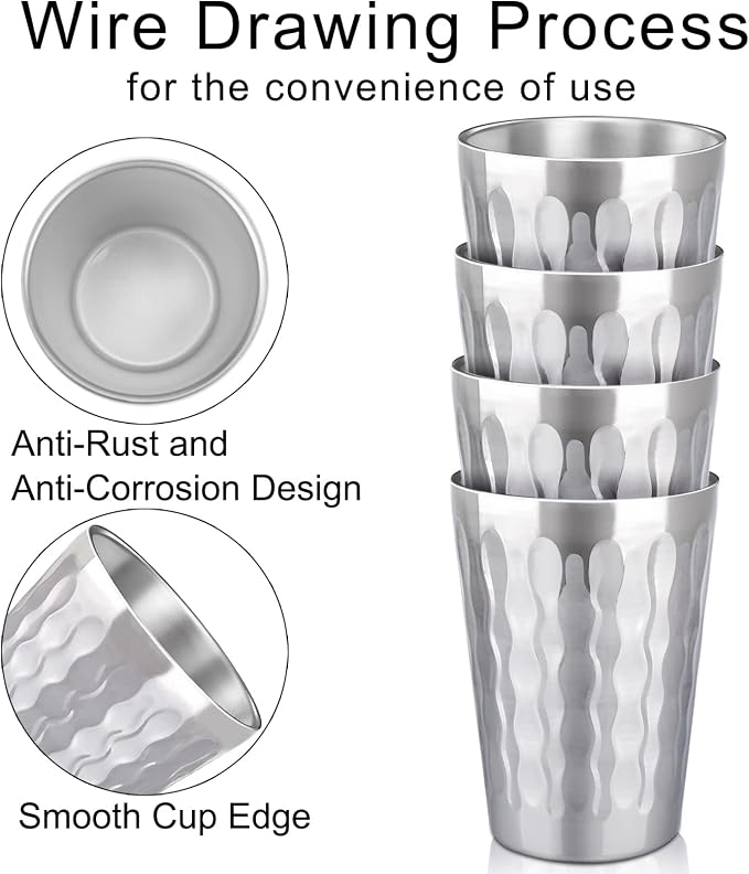 Beasea 15oz Stainless Steel Cups, 4 Pack Double Wall Metal Stackable Insulated - Image 3