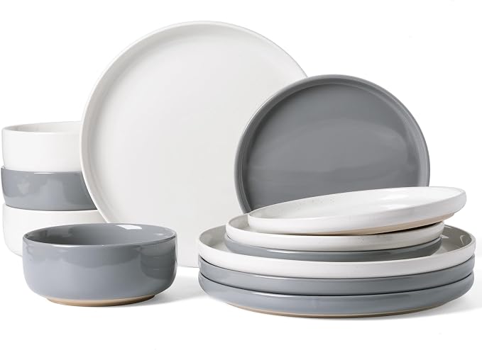 Famiware Milkyway 12-Piece Stoneware Dinnerware Set, Dishes Set by Famiware