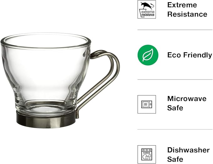 Bormioli Rocco Oslo Espresso Glass Cups 4 Set 3.75 Oz | Tempered Glass - Image 4