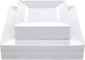 60PCS White Square Plastic Plates, Disposable Plates by N9RTABLEWARE