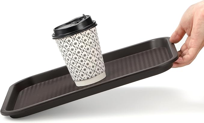 12 Pack Plastic Fast Food Trays, 13.7 x 10.5 Inch Rectangular Cafeteria Trays - Image 5