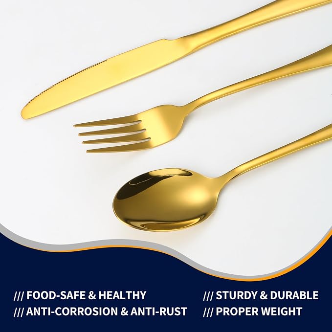 Lazycorner 53 Piece Gold Silverware Set - Image 5