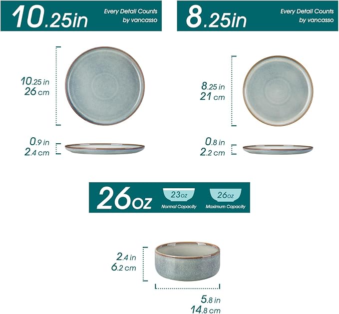 vancasso PLAYA Plates and Bowls Sets, 18 Pieces Light-Blue Dinnerware Sets - Image 2