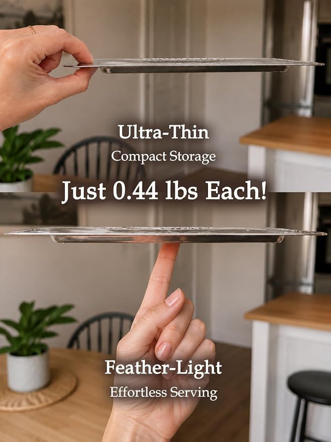 4 Pack Silver Serving Trays, Lightweight Vintage Tea Display Tray - Image 3