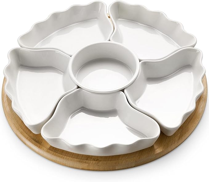 DOWAN 360° Rotatable Serving Tray and Platters, 12 Inch Divided Serving Bowls by DOWAN