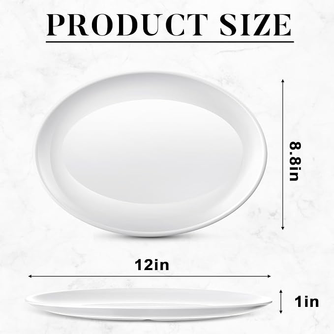 36 Pcs Large Serving Platters Oval Trays White Plates Serving Dish - Image 2