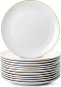 BTaT- White Porcelain Dinner Plates, 10.5" Gold Rimmed, Classic Style, Formal by BrewToATea
