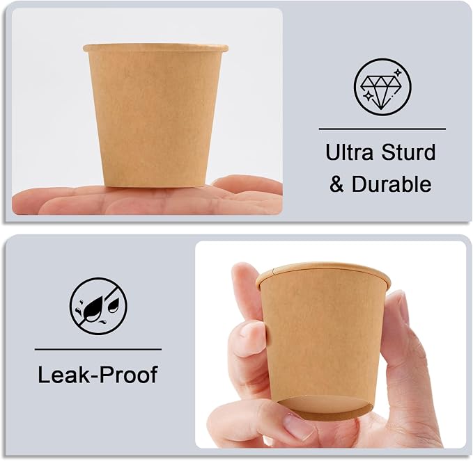 BYSNOW 400 Pack 3 oz Kraft Paper Cups, Small Disposable Bathroom Cups | - Image 2