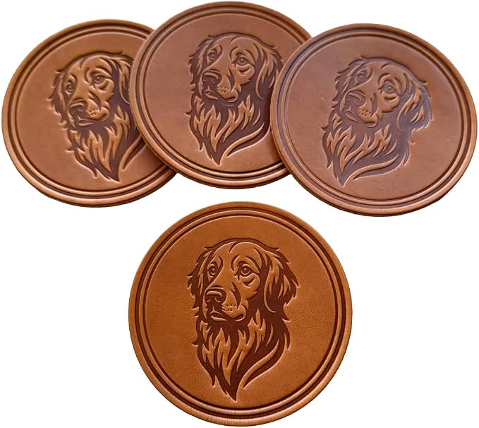 Dog Breed Leather Coasters – Premium Full Grain Table Protectors by Handmade
