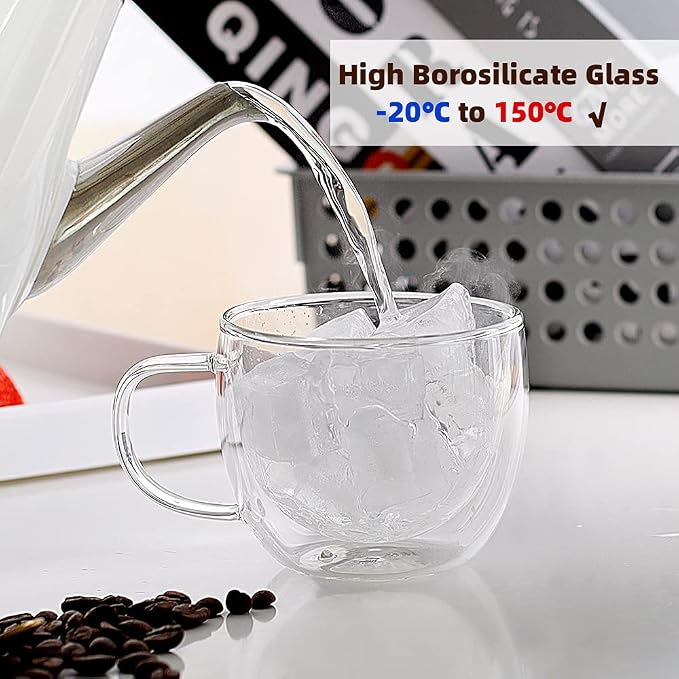 CNGLASS 8oz Double Wall Glass Coffee Mugs, Cappuccino - Image 5