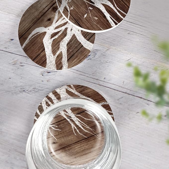 UMIRRO Absorbent Ceramic Stone Coasters Set of 6 w/Holder, Woodland Branch | - Image 3