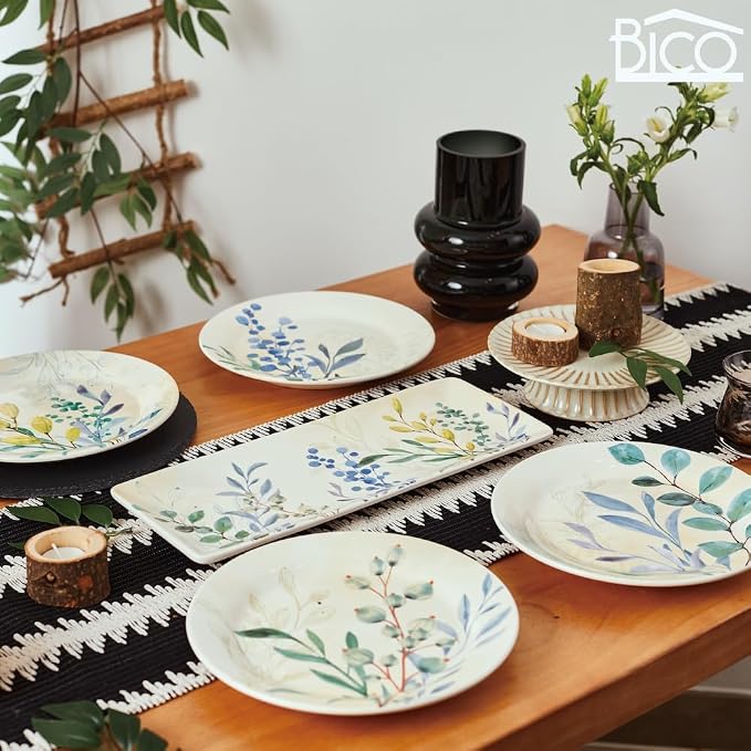Bico Botanical Valley Salad Plates Set of 4, 8.75 Inch Ceramic Dessert Plates - Image 5