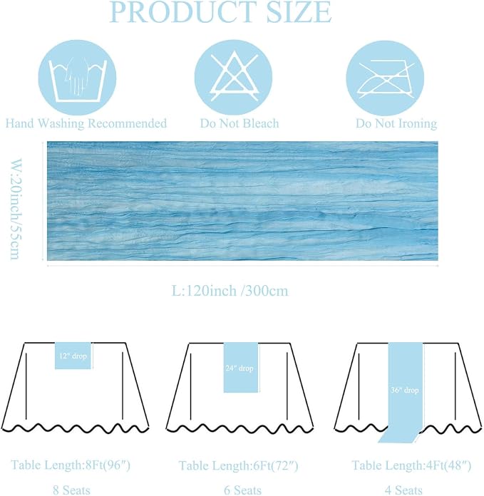 6Pack Baby Blue Cheesecloth Table Runner 20 x 120 inch Gauze Table Runner | - Image 3