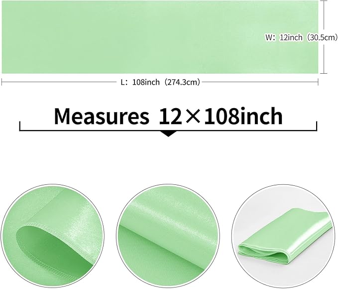 4-Pack Mint Green Satin Table Runner 12 x 108 Inch Long Fuchsia Bright and - Image 3
