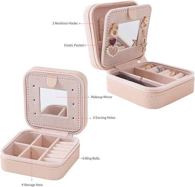 KElofoN Travel jewelry case Travel jewelry box Travel Jewelry Organizer Small - Image 4