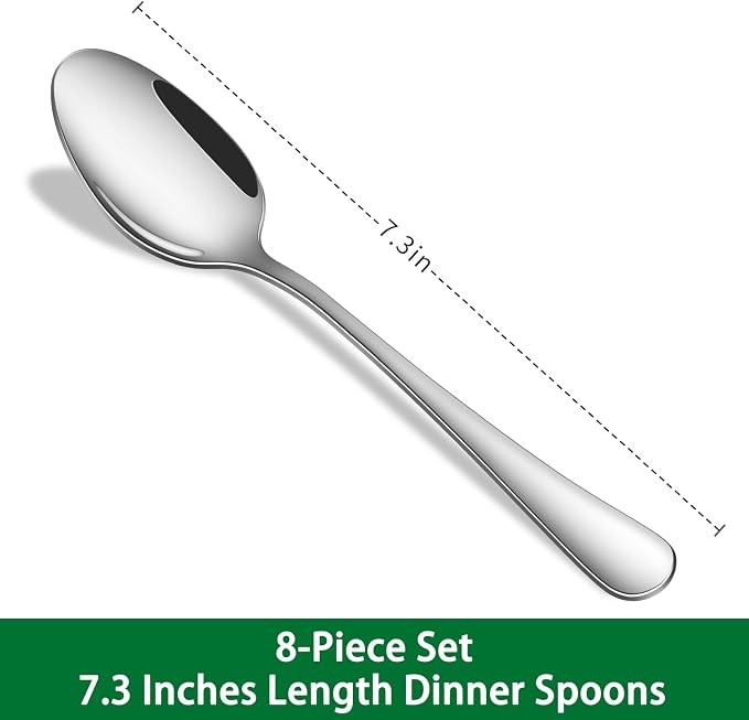 Dinner Spoon Set, 8-Piece 7.3 Inch Soup Spoons, Premium Food Grade Stainless - Image 2