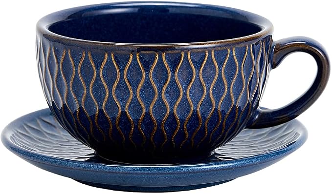 Coffeezone Vintage Design 12 oz Ceramic Latte Art Cappuccino Barista Cup by Coffeezone