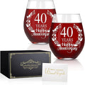 Perfectinsoy 40 Years Happy Anniversary Wine Glass Set of 2, 40th Anniversary by Perfectinsoy