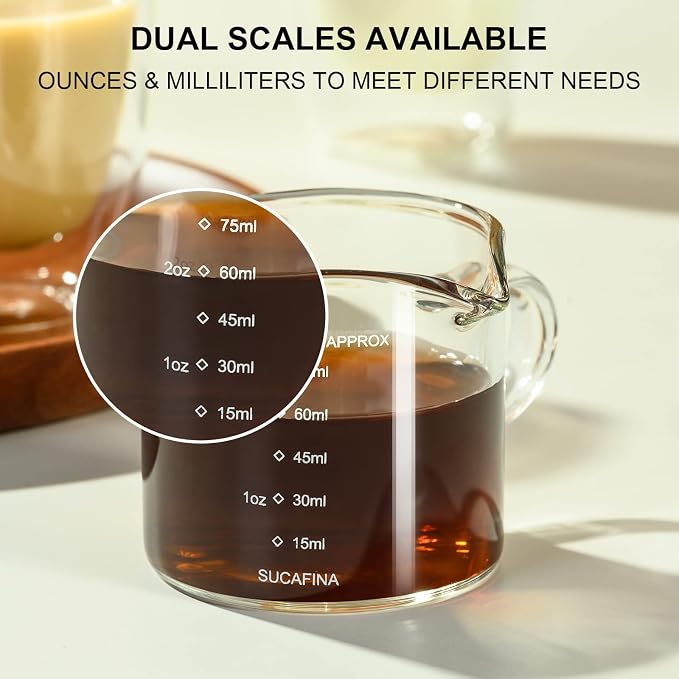 PARACITY Espresso Measuring Cup, 2.5 oz Double Spout Glass - Image 3