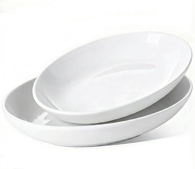 Oval Serving Platters Set of 2, Large Wide Ceramic Serving Dishes by Unknown