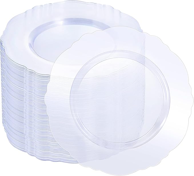 60pcs Clear Plastic Dessert Plates Disposable -7.5inch Small Disposable Clear by WDF