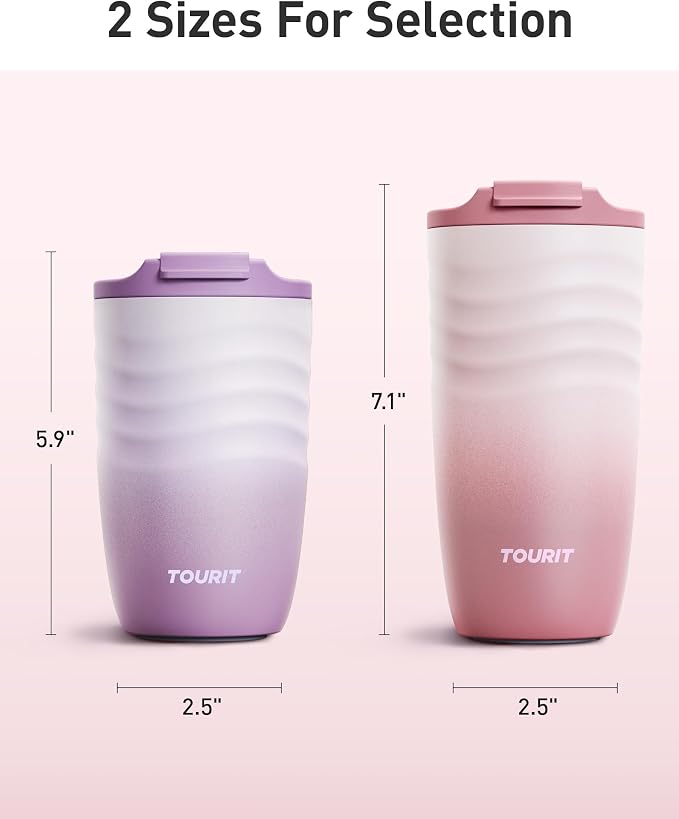 TOURIT 16 oz Travel Coffee Mug, Vacuum Insulated Stainless Steel Tumbler - Image 8