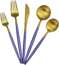 5-Piece Matte Gold Silverware Set, 18/10 Stainless Steel Satin Finish Flatware by Gugrida