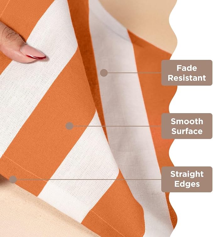 Folkulture Fall Table Runner 90 Inches Long | Orange & White Striped | Table - Image 4