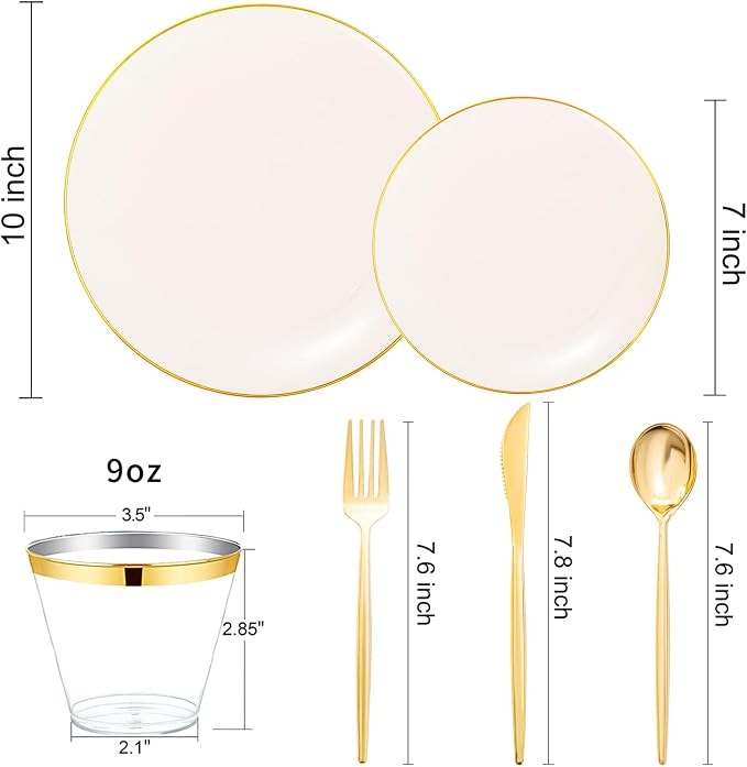 bUCLA 150PCS Ivory Plastic Plates - Image 2