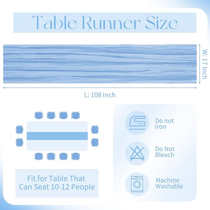 10 Pack Light Blue Cheesecloth Table Runner 17x108 Inch Boho Gauze Cheese Cloth - Image 2