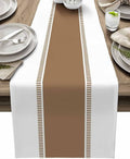 Brown Stripes Table Runners 36 inches Long, Cotton Linen Table Runner Dresser by Futuregrace
