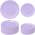 50 Pcs Light Purple Scalloped Paper Plates 25 × 7'' and 25 × 9'' Disposable by FALIZIFU