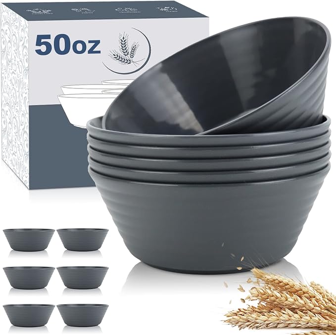 Wheat Straw Bowl Sets, Microwave and Dishwasher Safe Bowls, Super Big Bowl Sets by WROVA