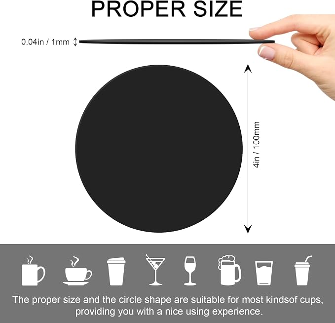Disposable Paper Bar Coasters 400 Pcs Black 4 Inch Coasters - Image 3
