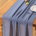 Dusty Blue Chiffon Table Runner Summer Boho Wedding Birthday Party Decor | 14ft by Socomi