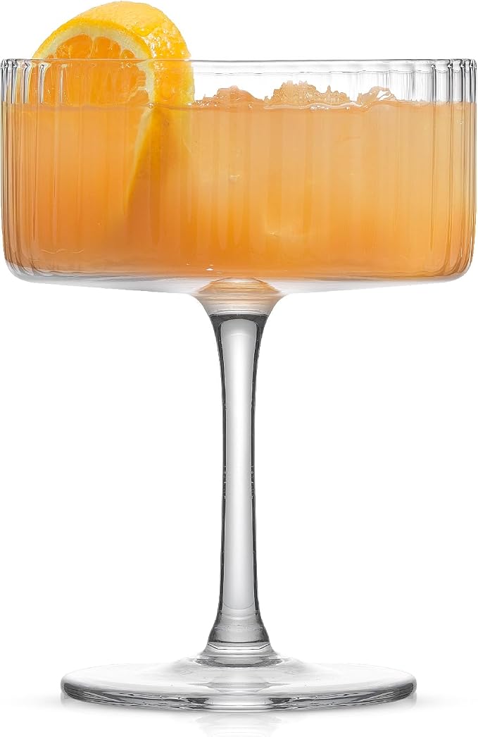 JoyJolt Elle Fluted 10oz Coupe Glass Set of 2, Unique Champagne Glasses - Image 3