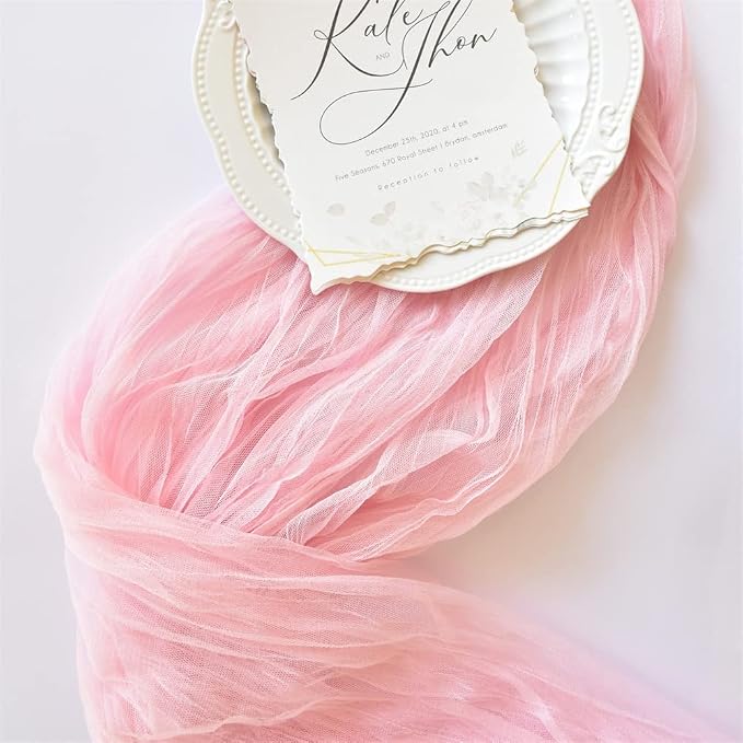 Pink Cheesecloth Table Runner Cheese Cloth Wedding Birthday Party Decor | 10Ft by Joanlody