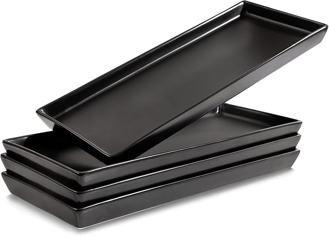 Home Beets Matte Black Ceramic Serving Platters Serving Dishes by HomeBeets