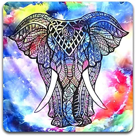 Watercolor Hand Drawn Elephant Square Coaster Set of 4 | Square Coaster Set - Image 4