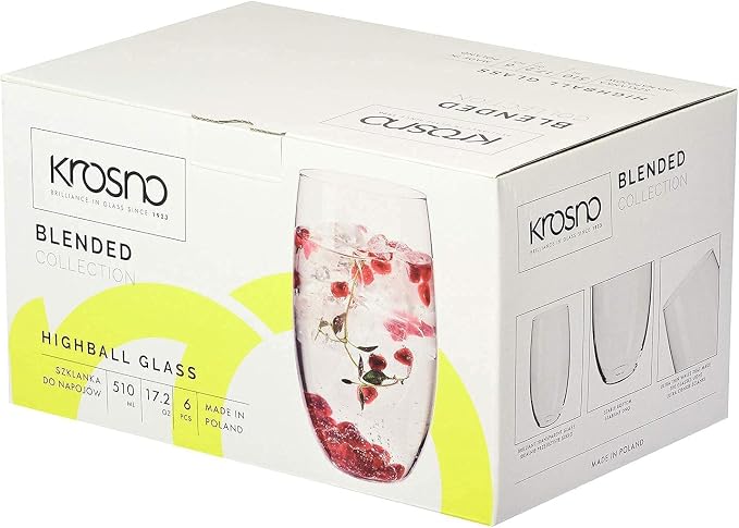 Krosno Water Juice Drinking Glasses, 17.2 oz, Blended Collection, Everyday - Image 7