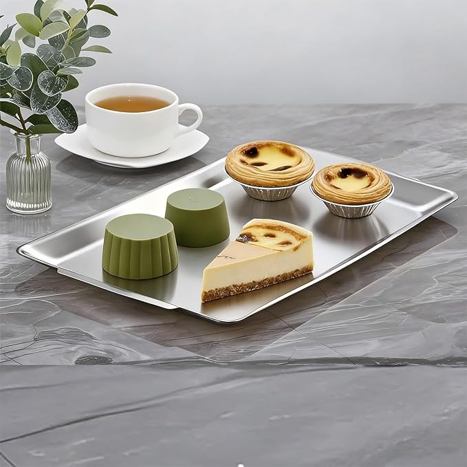15.8" x 9.5" Large Serving Platters, Stainless Steel Heavy-Duty Large Serving - Image 2