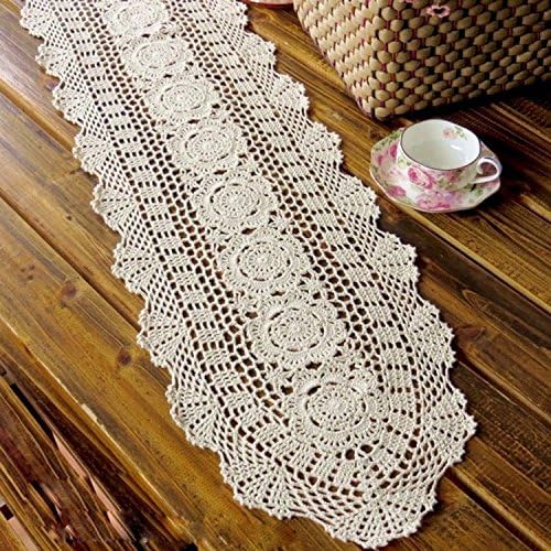 Laivigo Handmade Crochet Lace Oval Lucky Flower Tablecloth Table Runner Doilies - Image 2