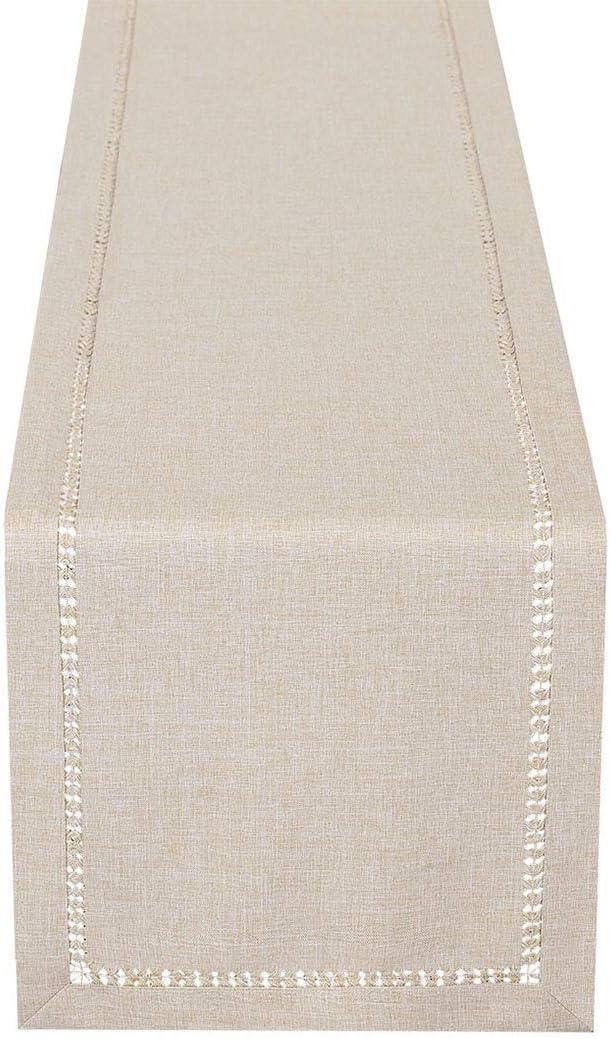 Grelucgo Handmade Hemstitched Polyester Rectangle Table Runners and Dresser - Image 9