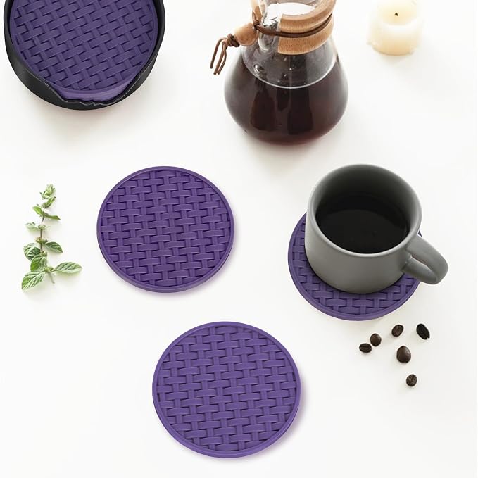 4 Inch Round Silicone Coasters Set of 6 - Image 4