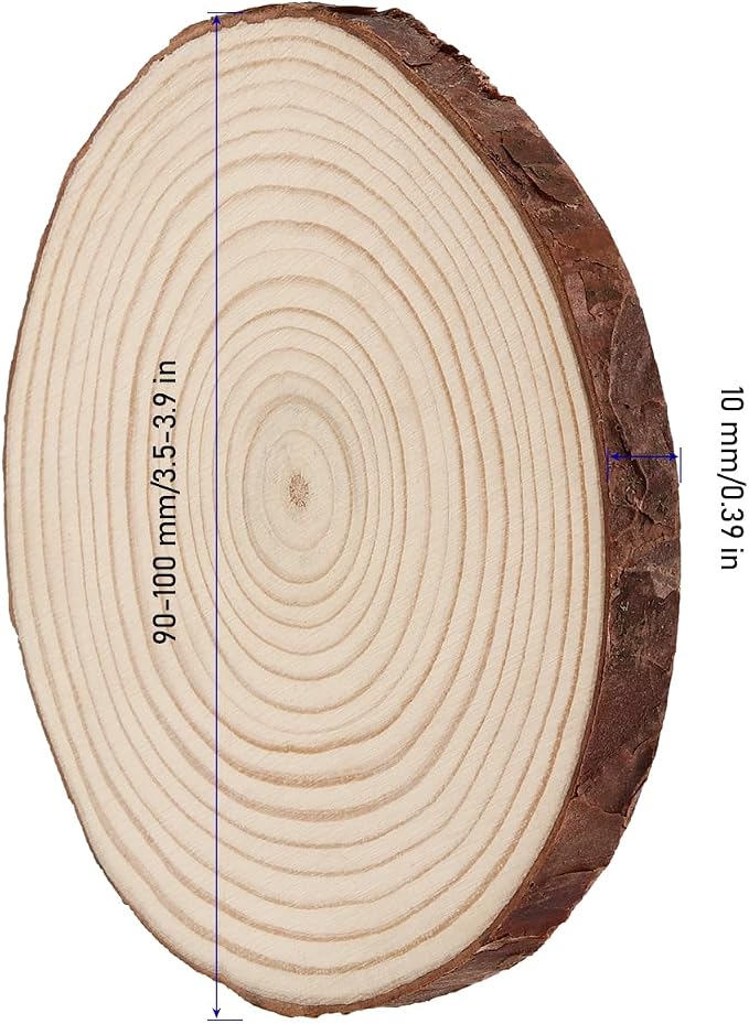 KINJOEK 50 PCS Natural Wood Slices 3.5-4 Inch - Image 2