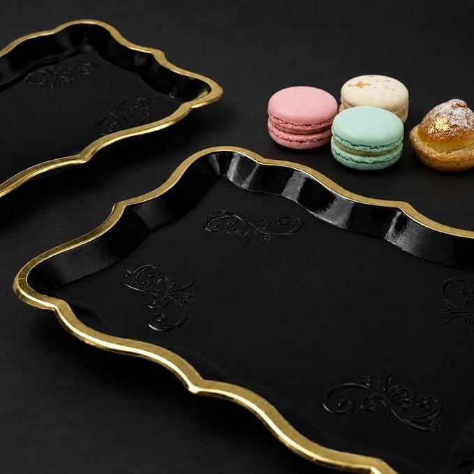 Black & Gold Rectangle Dessert Trays, 10 Pack, Appetizers, Weddings And Parties - Image 9