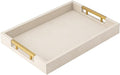 Beige Faux Leather Serving Tray by SYYSY