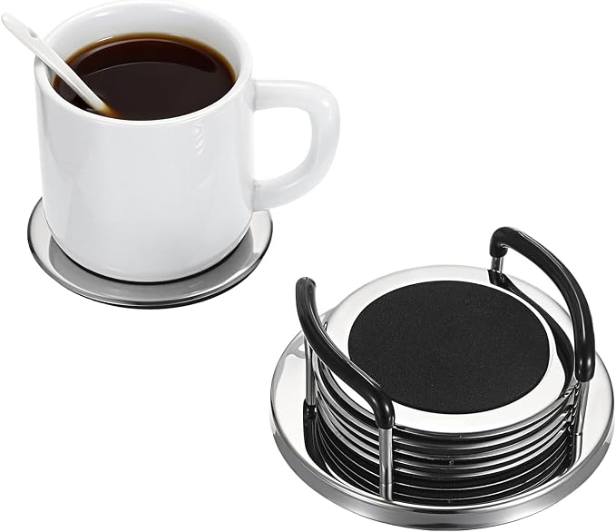 JUXYES Set of 6 Stainless Steel Metal Round Coaster - Image 4